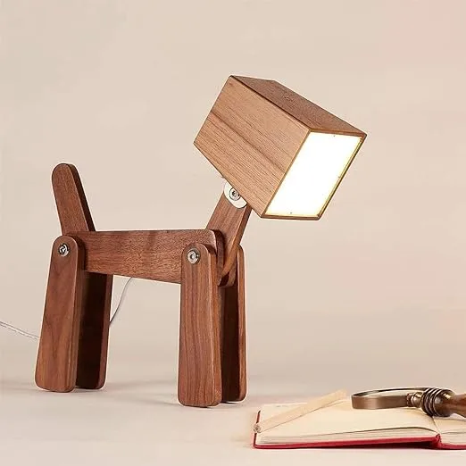 Wooden Dog Lamp